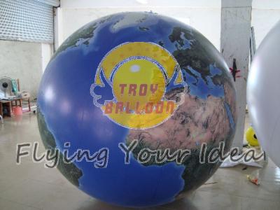 China Blue Inflatable Earth Balloons Globe with 540*1080 dpi high resolution digital printing for sale