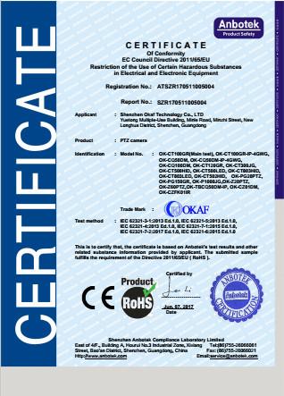 RoHS for PTZ cameras - Shenzhen Okaf Technology Co., Ltd.