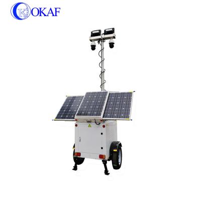 China Palo telescópico 10ft- los 20ft del centinela de la vigilancia de la torre solar móvil móvil de los remolques en venta