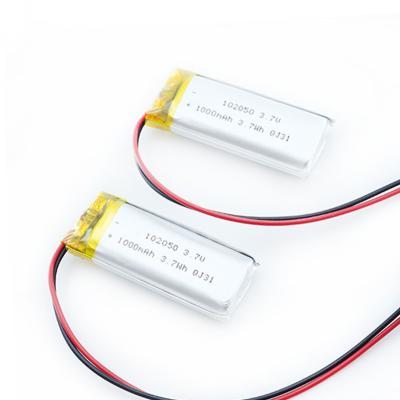 China Custom Flexible Thin Lithium Polymer Battery 102050 3.7wh for sale