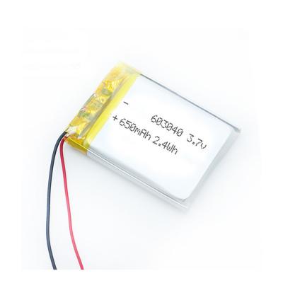 China Rechargeable 603040 9g 650mah Lipo Battery 6mm*30mm*40mm for sale
