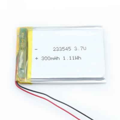 China 23x35x45mm 233545 3.7v 300mah Lithium Polymer Rechargeable Battery for sale