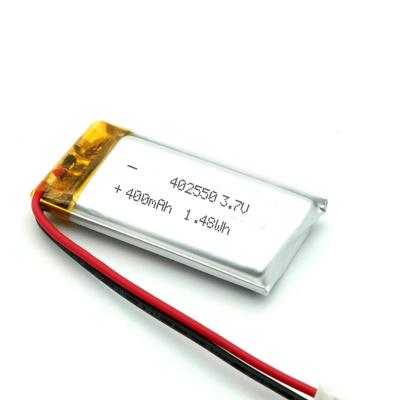 China 402550 Rechargeable Flat Lithium Polymer Battery Consumer Electronics 3.7V 400mah for sale