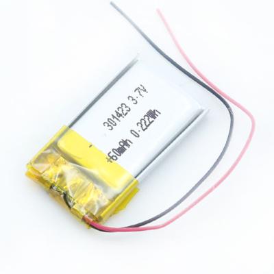 China 301423 55mah 60mah Slim Lipo Polymer Battery 3mm Thick For Speaker for sale