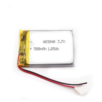 China Consumer Electronics 403040 Lipo 3.7v 500mah 500 Cyclelife Lightweight for sale