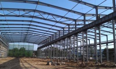 China 1500㎡ Workshop Steel Structure With Corrugated Colored Steel Sheets Tiles &Walls for sale