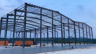 China Grey Paint Colored Sheet Roof C Purlin Workshop Steel Structure Building Frame for sale