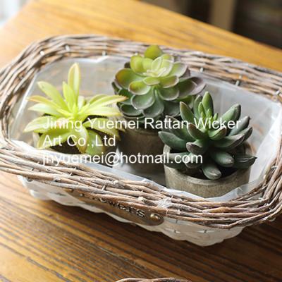China 2016 new style wicker garden baskets rectangle shape willow plant basket white color for sale