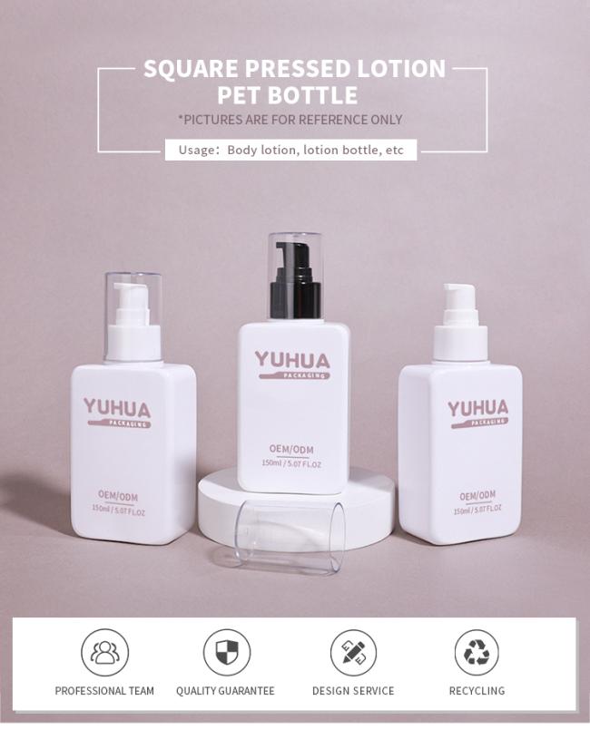 Wholesale Square Plastic Lotion Bottle with Pump 150ml Hair Serum Plastic Bottle 