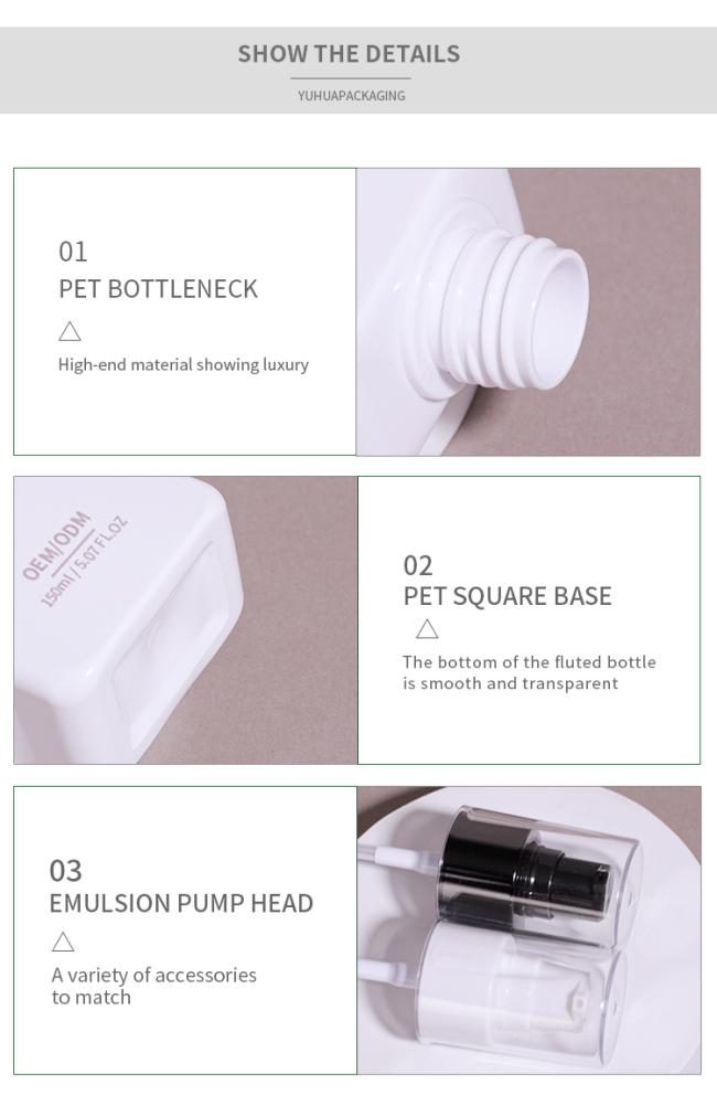 Wholesale Square Plastic Lotion Bottle with Pump 150ml Hair Serum Plastic Bottle 