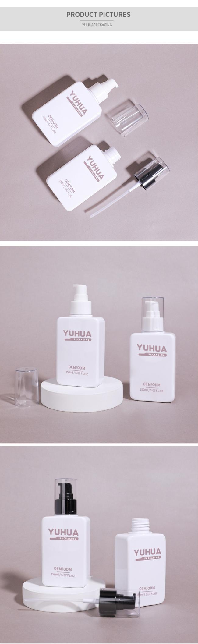 Wholesale Square Plastic Lotion Bottle with Pump 150ml Hair Serum Plastic Bottle 
