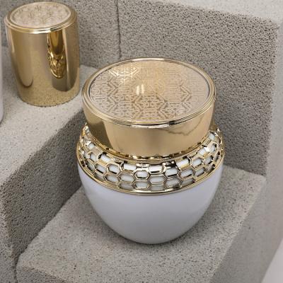 China Gold Cream Glass Jars 50g Face Body Skincare Packaging Container for sale