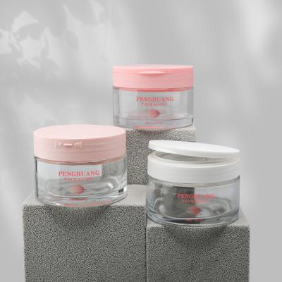 China kosmetischer Glascremetiegelluxusbehälter mit dem rosa Mattkörper der Kappe 200g exfoliating Lippenscheuern Behälterglas mit Deckel zu verkaufen