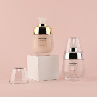 China 30ml Glass Foundation Bottle Skincare Packaging 1oz Glass Pump Bottle for sale