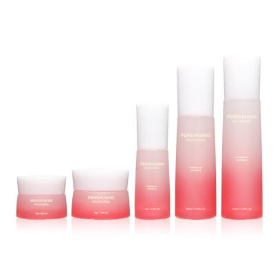 China Round Shape Cosmetic Bottle Set Hyaluronic Acid Glass Skincare for sale