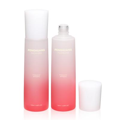 China Customized Whitening Essence Lotion Glass Bottles  120ml Gradient Red for sale