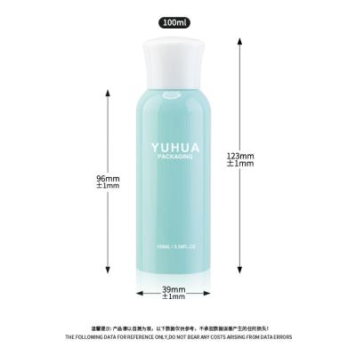 China OEM 100ml Plastic Cosmetic Bottles Empty Cyan Dispenser Container For Serum Lotion for sale