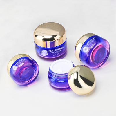 China Round Cream Glass Jars Packaging 30g 50g For Skincare for sale
