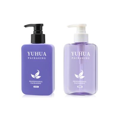 China Purple Plastic Lotion Bottle With Press Pump 200ml For Shampoo for sale