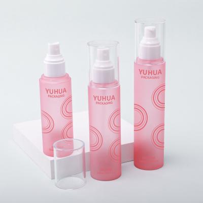 China Custom Toner Cosmetic Spray Bottle Clear Cylinder PET Spray Bottle For Moisturizing Toner for sale