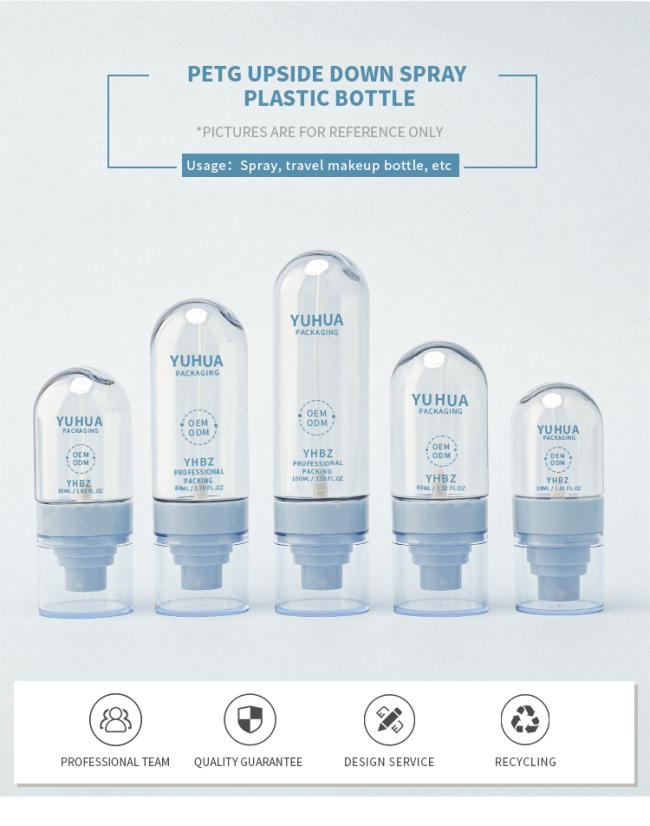 Round plastic spray bottle with fine mist nozzle