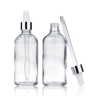 China Customized 100ml Essential Oil Bottle 3.4 Oz Clear Glass Dropper Bottles for sale