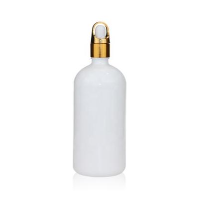 China White Round 200ml Oil Dropper Glass Bottle With Glass Dropper Cap for sale