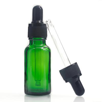 China Round ODM Green Essential Oil Bottles 20ml Dropper Bottles for sale