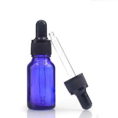 China botella de cristal azul 15ml con las botellas del dropper para los aceites esenciales, sustancias químicas del laboratorio en venta
