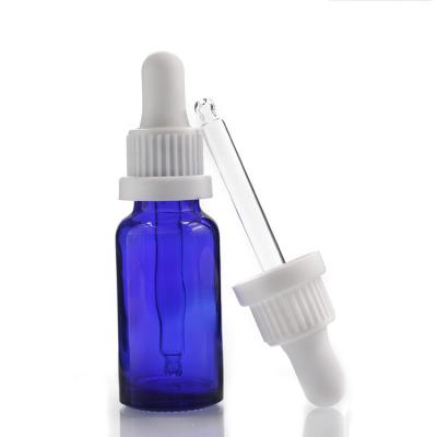 China 20ml Cosmetic Container Blue Essential Oil Glass Dropper Bottle Manufacturers for sale