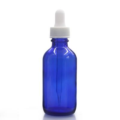 China Blue Body 120ml Boston Glass Bottles Screw Spray Pump Dropper Cap for sale