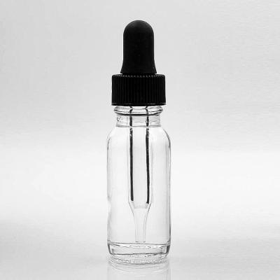 China Plastic PP 15ml Boston Glass Bottles Clear Round For Massage Oil for sale