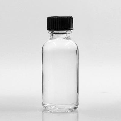 China Clear Body 30ml Boston Round Glass Bottles Customizied Surface Handling for sale