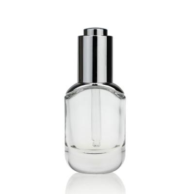 China Private Label Design Serum Essential Oil Round Glass Dropper Bottle With Childproof Cap Pop Used Cosmetic Packaging S055 for sale