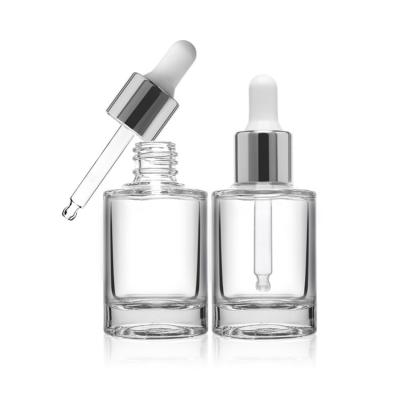 China 30ml Clear Glass Dropper Bottles Round Dropper Serum Bottle For Essential Oil for sale