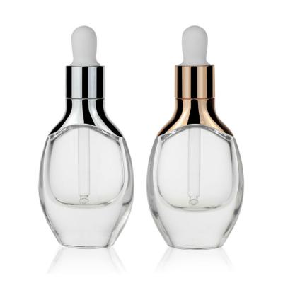 China Luxury Empty 30ml Clear Dropper Bottles Logo Print Cosmetic Packaging for sale