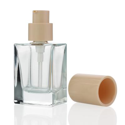 China Luxury Small Square 30ml Foundation Bottle Screen Printing With Metal Screw Cap for sale