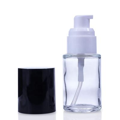 China 30 Ml Empty Round Frosted Makeup Liquid Foundation Pump Glass Bottle F036 for sale