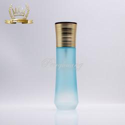 China Painting Blue Empty 100ml Frosted Glass Bottle With Screw Cap Pump For Lotion for sale