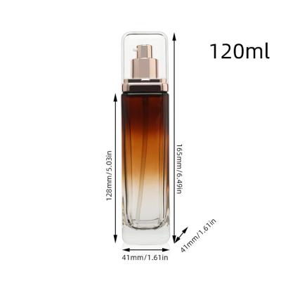China Empty Square 120ml Lotion Glass Bottles Spray Pump 4 Oz Amber Glass Bottles for sale