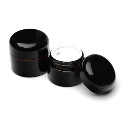 China recipientes de Amber Glass Cream Jars Cosmetic do círculo de 30g 1oz com tampão de parafuso à venda