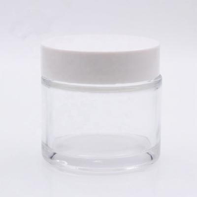 China 60g Frosted Cream Glass Jars Plastic Cap Eco Friendly For Cosmetic for sale