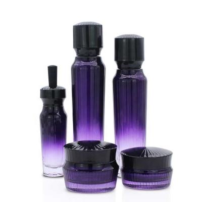 China Purple 120ml 100ml 50ml Cosmetic Packaging Set 50g 30g Cosmetic Glass Containers for sale