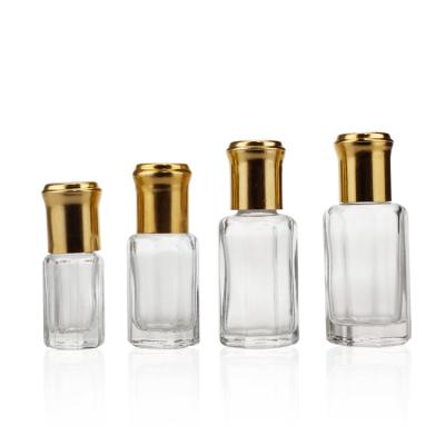 China Customized Round 3ml Clear Glass Roller Bottles With Aluminum Gold Cap for sale