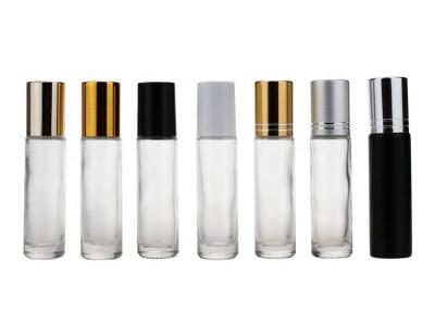 China Perfume 10ml Clear Glass Roller Bottles With Gold Silver Aluminum Cap for sale