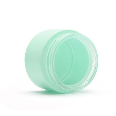 China Empty Painting Green Cosmetic Container Package Frosted Cream Glass Jars 30g 50g for sale