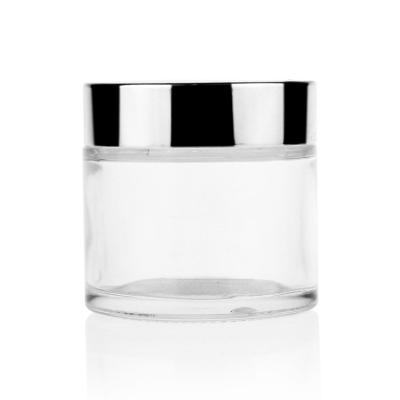 China MSDS Clear 200g Cream Glass Jars With Gold Black White Cap for sale