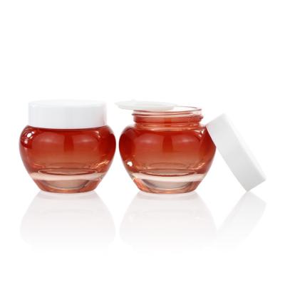 中国 独特で赤いチェリーはクリーム色のガラス瓶50gの化粧品の空のびんを形づける 販売のため