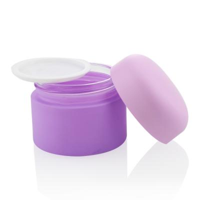 China Cosmetic Packaging 15/20/30/50/100g Body Cream Matte Purple Cosmetic Cream Glass Jars for sale