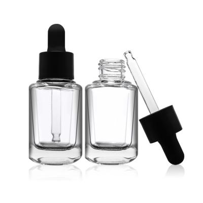 China 40ml 60ml Serum Dropper Bottles Glass clear Serum Bottles With Screw Cap for sale